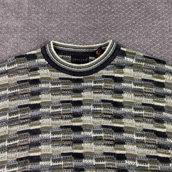 Vintage Jantzen Sweater Men's Large Textured 3D Cosby Grandpa Acrylic - Picture 2 of 9